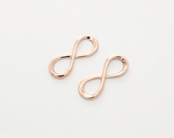 2 pieces, Infinity pendant, M6-P6, 21x8mm, 1.4mm thick, Rose gold plated brass, Infinity connector, Infinity charm