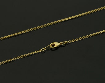 Dainty necklace chain,  N35-G3, 10 pcs, 39cm (16"), Copper chain, 235SF, 16K shiny gold plated copper brass, Necklace DIY