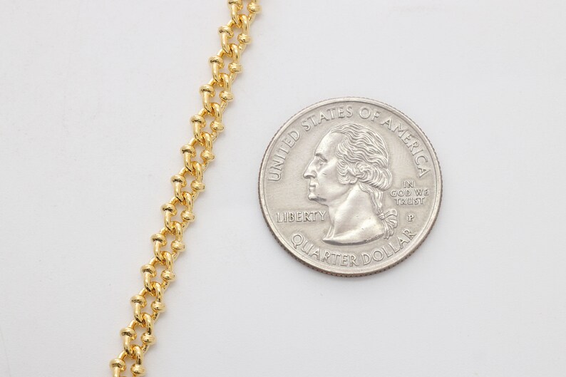 Decorative chain, Nickel free, CB110S, CJ20-03, 1m, 4.5mm wide, 2mm thick, 16K gold plated copper brass, Anklet / Bracelet / Necklace chain image 3