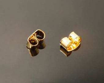 Ohrring-Rücken, S84-G1, Nickelfrei, 100 Stück, 16K vergoldetes Messing, Butterfly-Kupplung, Ohrstecker-Rückenstopper, Ohrringrücken, Ohrringstopper
