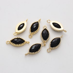 Framed glass connector, M1-G3, 2 pcs, 15x6x3mm, Shiny gold plated brass, Cutting glass, Black