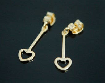 Dangle heart ring earring back, S86-G10, 2 pcs, 28x7mm, 1mm thick, 16K gold plated brass,  Earring back, Geometric Earring making, Ear backs