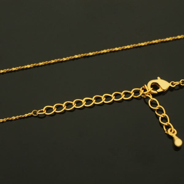 NEW, Dainty wave pre-made chain for charms, N130SETW-G1, Nickel Free, 1 piece, 43cm, 16K Gold Plated Copper Brass, Thin Necklace Making