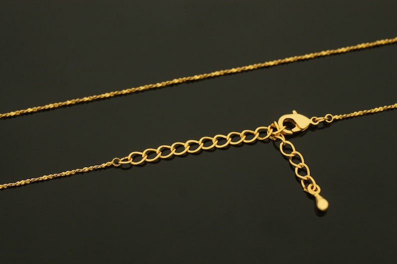 NEW, Dainty wave pre-made chain for charms, N130SETW-G1, Nickel Free, 1 piece, 43cm, 16K Gold Plated Copper Brass, Thin Necklace Making image 1