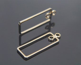 Rectangle ring, T6-P2, 10 pcs, 27x9x1x1mm, Connector, Pendant, Charm, 16K gold plated brass, Jewelry charm, Jewelry components