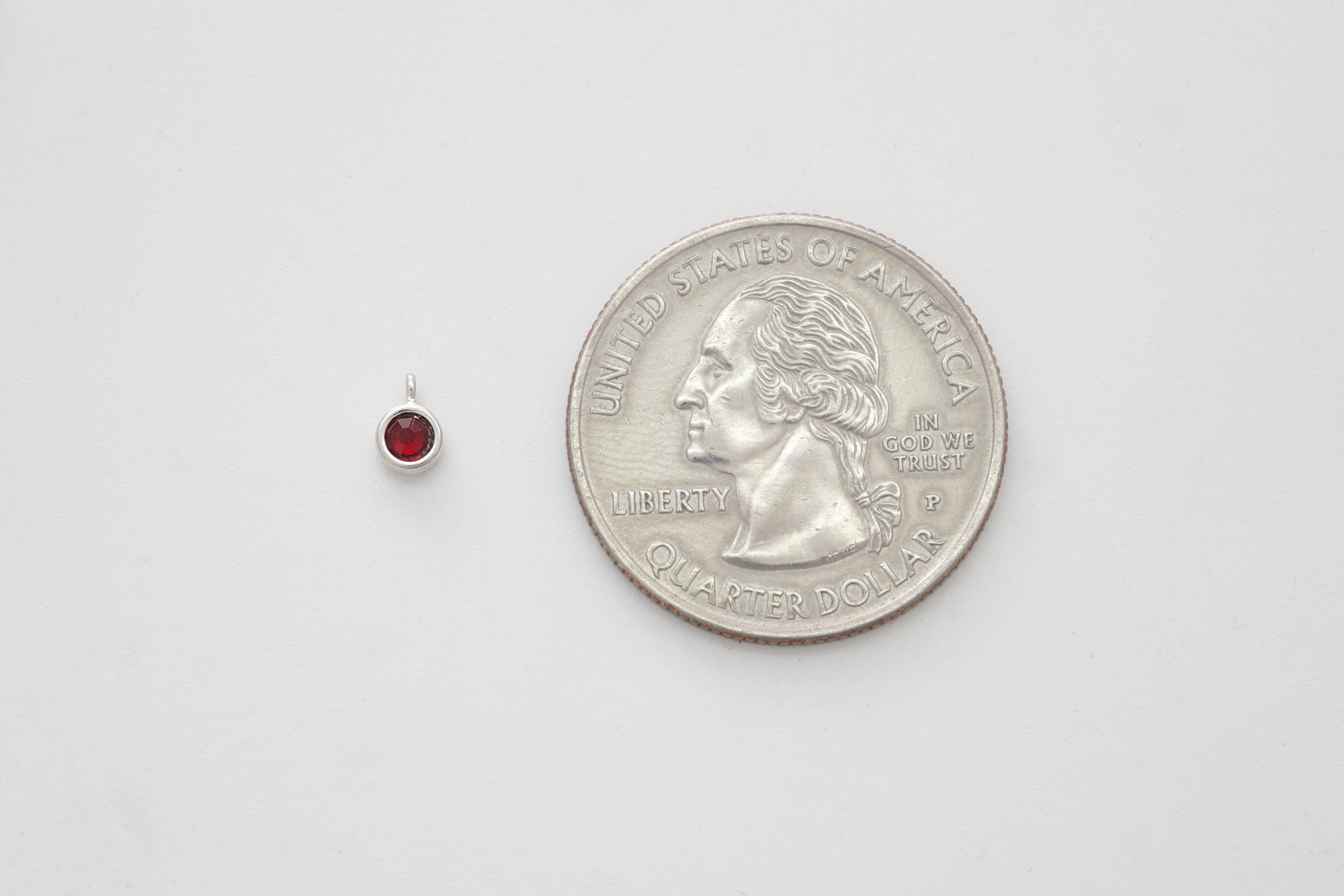 2 Pieces, Birth Stone Charm, Nickel Free, K7GA-R, 4x3mm 2 Pieces, Birth Stone Charm, Nickel Free, K7GA-R, 4x3mm
