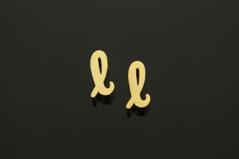Large Cursive Initial Charm l Approx Alphabet beads Nickel free Cursive Letter 16K gold plated brass 2 pcs AL-G3 8x6mm 1.4mm hole