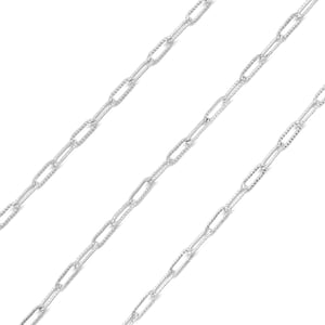 Patterned Rectangle Chain, CJ41-02R, 1m, 6x2.5mm link, Nickel free, Original rhodium plated copper brass, Unique chain, Design chain