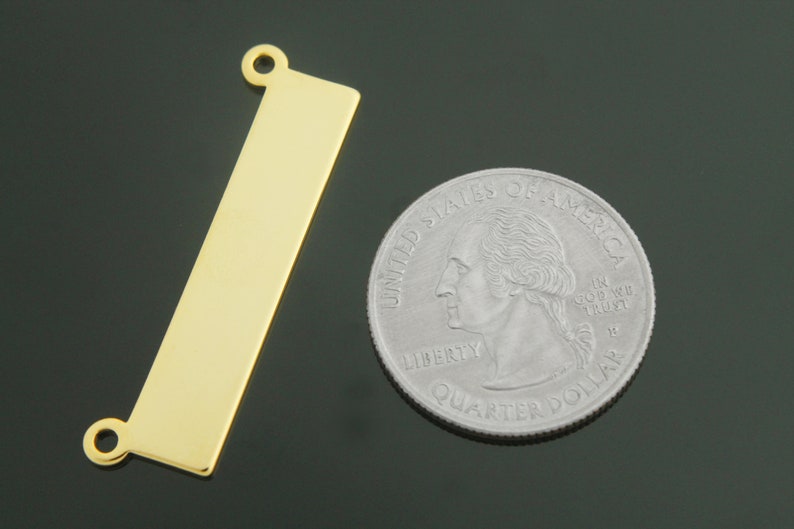 1mm thick Personalized stamping blank bar A32-G2 4 pcs Bar pendant 37x8mm 16K gold plated brass Stamping bar with 2 loops