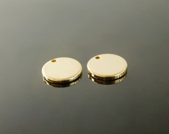 Coin, Nickel free, B9-G1, 20 pcs, 1 hole, 12x1.5mm, 16K gold plated, Bracelet coin, CY11-01, Engraving