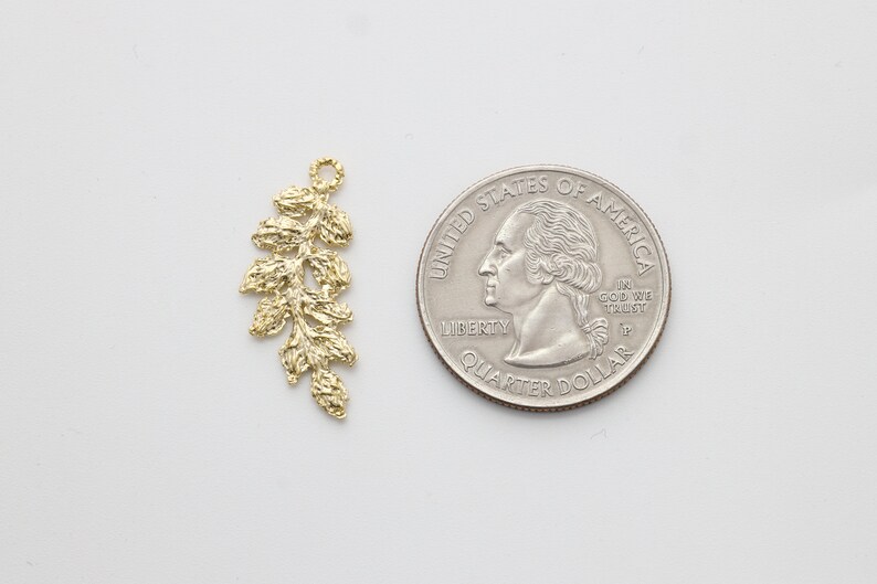 Decorative charm Lead-free 26.5x10.9mm Laurel leaf pendant LAST STOCK 1.4mm thick P2-R5 Matte gold plated tin alloy 2 pcs