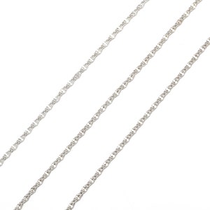 Dainty Chain, Nickel free, CJ37-08R, 1 meter, 1.5x0.8mm, Original rhodium plated copper brass, Anklet / Bracelet / Necklace chain