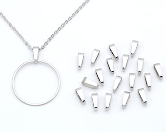 Bail, 11x4mm, Nickel Free, Pendant bail, Original rhodium plated brass, Dainty bail, Silver bails, Charm bails, Optional quantity [J5-R4]