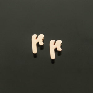 Large Cursive Initial Charm r, AR-P3, 2 pcs, Approx. 8x6mm, 1.4mm hole, Rose gold plated brass, Cursive Letter, Not easily tarnish