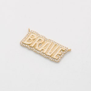 Brave charm, Latón, Zirconia cúbica, Nickle gratis, Letter charm, Simple charm, Suministros de joyería al por mayor, 1 pieza, [N47-P3]
