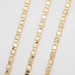 Decorative chain, Nickel free, CJ19-04, 1m, 3mm wide, 0.5mm thick, 16K gold plated copper brass, Bracelet / Necklace chain, 0.5C6DC-FK1 image 1