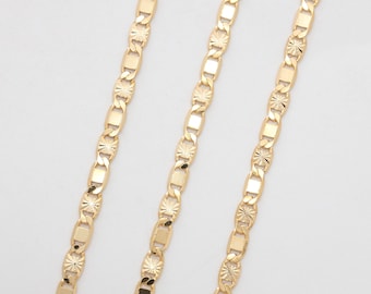 Decorative chain, Nickel free, CJ19-04, 1m, 3mm wide, 0.5mm thick, 16K gold plated copper brass, Bracelet / Necklace chain, 0.5C6DC-FK1