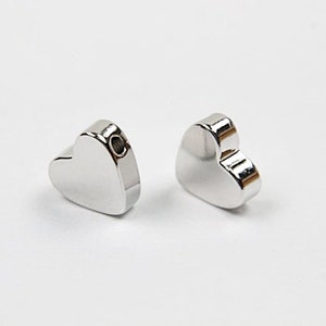 Delicado dije de corazón, sin níquel, S27-R1, 20 unidades, 7 x 8 mm, latón chapado en rodio, dije/colgante, BY11-06