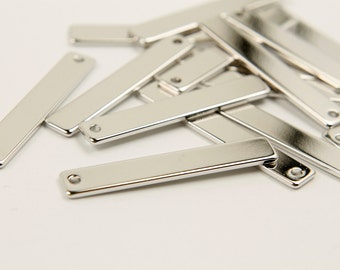 Bar charm, A9-R1, 10 pcs, 1 hole, 30x5mm, Rhodium plated brass, Nickel free, Personalized stamping blanks bar pendant