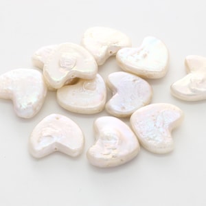 Heart fresh-water pearl beads, Fresh-water pearl (Irregular), Jewelry making pearl beads, Necklace making supplies, 2 pcs, [M15-R18]