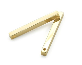 Square stick pendant, Nickel free, A35-G1, 2 pcs, 50x5mm, 1.7mm hole, Square bar, 16K gold plated brass, Stamping bars, Blank tag