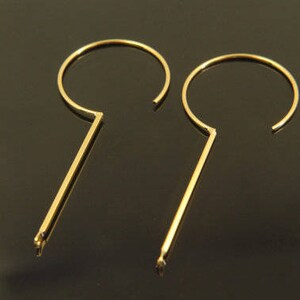 Geometric hook, S99-G4, Nickel free, 2 pcs, 50x19mm, 0.9mm thick, 16K gold plated brass, Geometric earring hook, Ear Hoop, Earring making