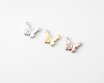 Butterfly charm, Brass, Nickel free(Gold and rhodium), Butterfly pendant, Minimalist charm, Small charm, 2 pieces, [Y5-VC2]