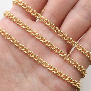 Decorative chain, Nickel free, CB110S, CJ20-03, 1m, 4.5mm wide, 2mm thick, 16K gold plated copper brass, Anklet / Bracelet / Necklace chain image 2