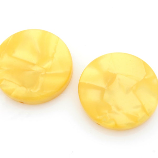 LAST STOCK, Acetate Celluloid Beads w/ 0.6mm hole, M12-R2, 2 pcs, 20x4mm, Yellow