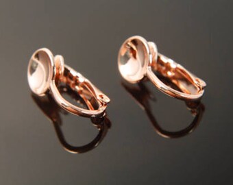 LAST STOCK, 80% OFF, 20 pcs, Round cup earring, T2-P4, 16x9mm, 8mm round cup, Earring part, Rose gold plated brass