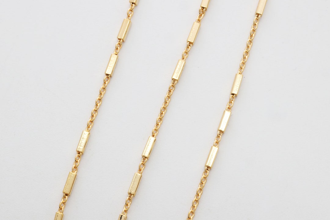 Rectangle Beads Chain CJ35-02 1 Meter Nickel Free 16K Gold - Etsy