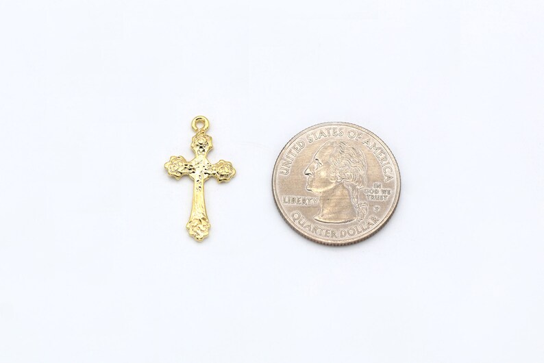 Flower-end Cross Charm, T70-R6, 2 Pieces, Open Link, Nickel Free ...