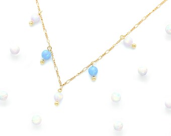 Opal Round, N38-P10, 2 pcs, 4mm, White opal, Lap-created opal, Opal beads, Opal charm, Jewelry making opal beads, Round beads