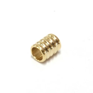 Cylinder bead (S), S64-G1, Nickel free, 20 pcs, 5x4mm, Inner 2.7mm, Metal beads, 16K gold plated brass, Tube connectors, Jewelry component