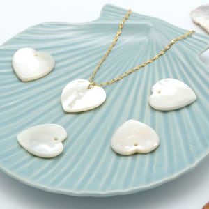 Colgante de corazón de nácar, M12-P12, 1 pieza, 24x24 mm, 3 mm de espesor, agujero de 2 mm, suministros de fabricación de joyas marinas naturales, joyas con temática oceánica