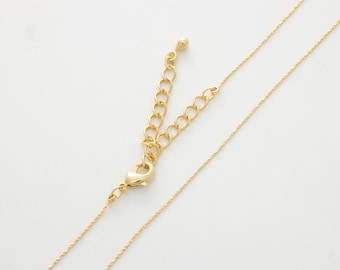 For Small Charm, Thinnest Ever, Nickel Free, Dainty Chain Necklace Making Supply, N220PNTW-G1, 1 piece, 44cm,  16K Gold Plated Copper Brass