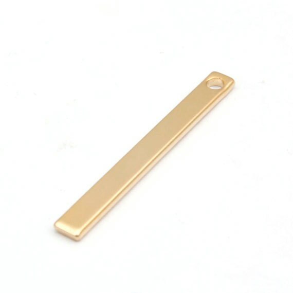 Bar charm, A6-G1, 10 pcs, 1 hole, 32x4mm, Matte gold plated brass, Stamping blanks bar, Not easily tarnish, Personalized jewelry making