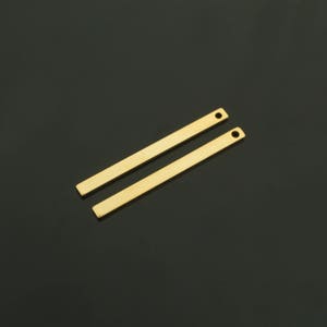 Bar pendant, Nickel free, A1-G1, 10 pcs, 1 hole, 32x2.5mm, 16K gold plated brass, Blank tags, Personalized stamping blank bar