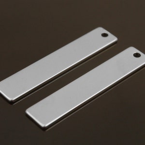 Nickel Free Bar Pendant, A21-R1, 10 pcs, 1 hole, 40x8mm, Rhodium plated brass, Brass Tag, Personalized Stamping Blanks