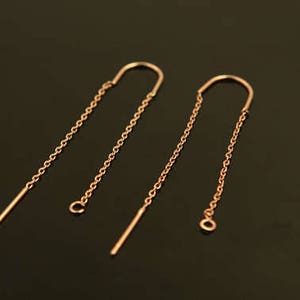 Chain earring component, S96-P6, 2 pcs, Total length 77mm, Wire 0.7mm thick, Rose gold plated brass, Jewelry findings