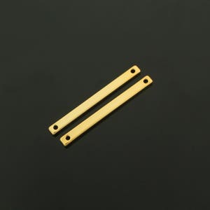 Bar charm, Nickel free, A3-G1, 10 pcs, 32x2.5mm, 2 holes, 16K gold plated brass, Stamping bar, Personalized stamping blanks bar