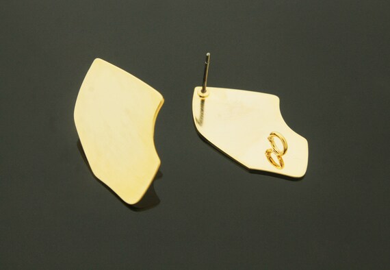 根付　2点セット Geometric Earring Post W/ Link, Nickel Free, T29-G6, 2 Pcs