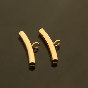 Tube Connector w/ Link, Y2-G6, 10 pcs, 20x3mm, Link Inner 2mm, Pipe Connector, Jewelry Connector, 16K Gold Plated Brass, Jewelry Findings