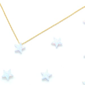 Opal Star Charm, N38-P6, 1pcs, 8mm, 2.5mm thick, Lap-created opal, Opal charm, Opal pendant, Star charm, Star pendant, Opal star, White opal