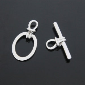 Knot toggle clasp, S56-R2, Nickel free, 10 sets, 13x11mm oval ring, 18mm bar, Original rhodium plated zinc alloy, Toggle, Clasp, PY30-02