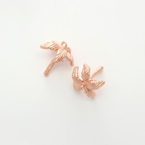 Palm tree charm, P3-P17, 2 pcs, 14x13mm, Matte rose gold plated brass, Jewelry making
