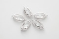 Framed glass connector, N15-R4, 2 pcs, 19.4x8.7mm, 4.2mm thick, Crystal, Original rhodium plated brass product logo