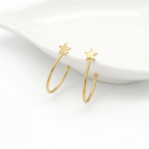 Star hook earrings post, Q14-P3, 2 pcs, 22mm, 1mm thick, Nickel free, Simple star earrings, Dainty earrings