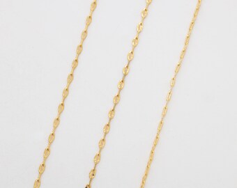 Flat Design Chain (1.5x2.5mm), CJ36-06, 1 meter, Nickel Free, 16K Gold Plated Copper Brass, Necklace Making Component, Bracelet making