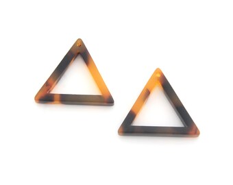 Acetate Celluloid Triangle Charm Pendant, M5-P9, 4 pcs, 18x16mm, 0.6mm hole, Dark Leopard Mix Coin